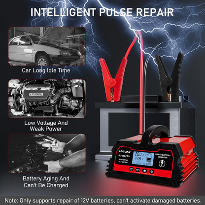 Automatic 12v 24V Battery Charger | Lead-Acid Battery Maintainer with LCD Display