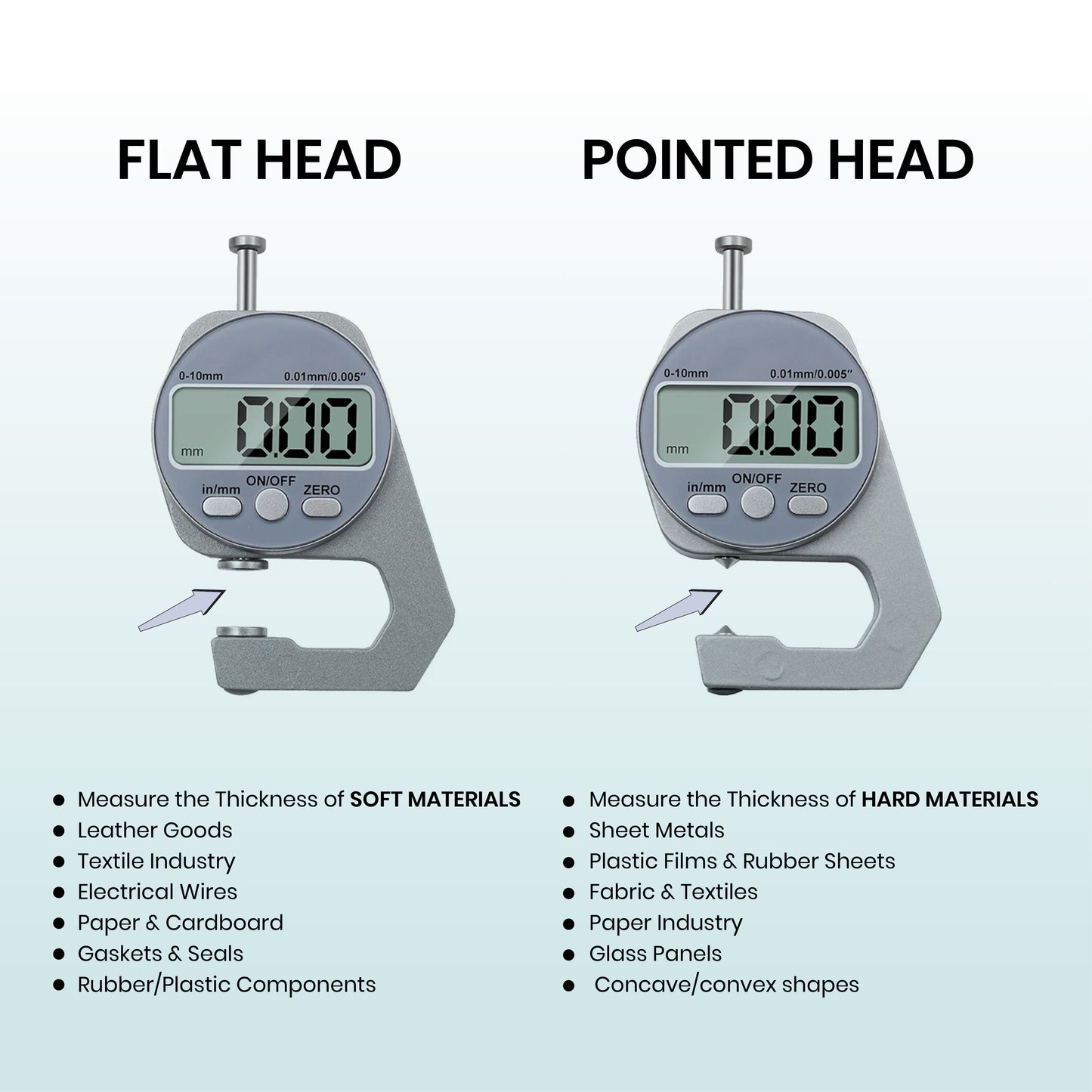 LCD 0-10mm Electronic Digital Thickness Gauge Micrometer Measure Tool