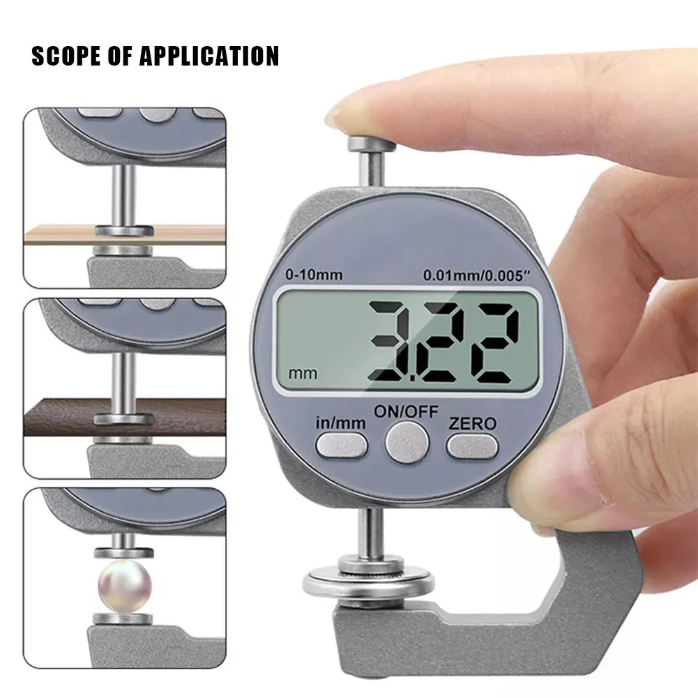 LCD 0-10mm Electronic Digital Thickness Gauge Micrometer Measure Tool