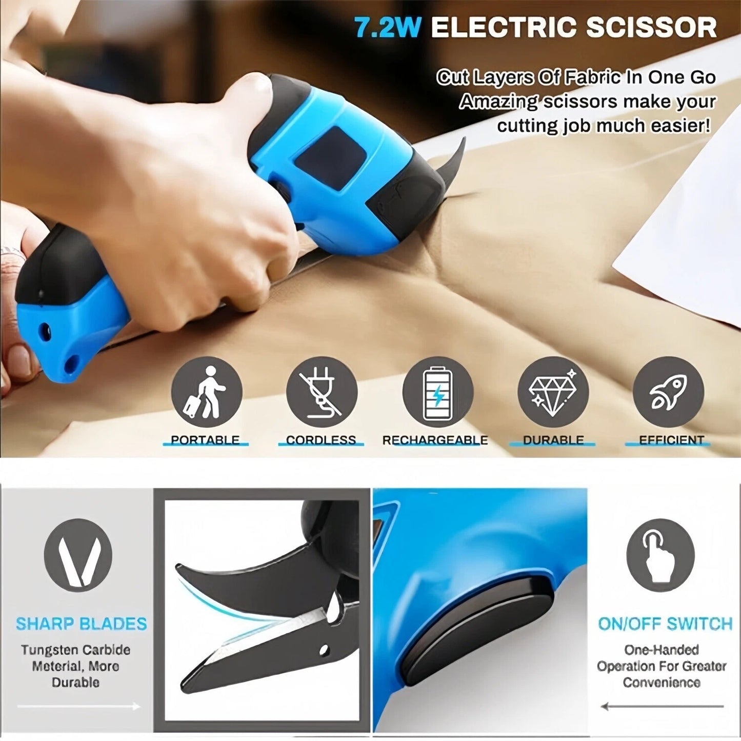 Electric Scissors for Fabric, Leather, Cardboard, Cloths Cutting Machine